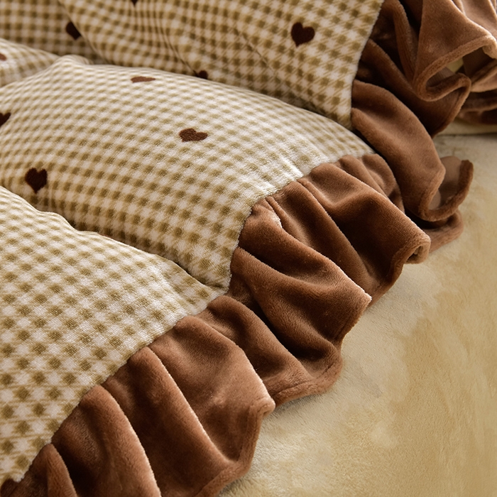 91家纺网 家纺一手货源 找家纺 妮恒美 2024新款韩版牛奶绒四件套 爱的悦动