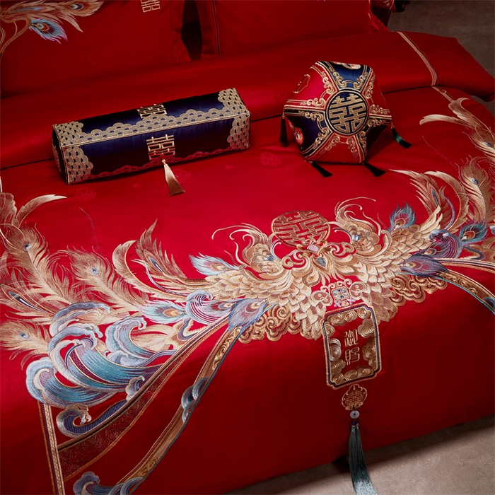 91家纺网 家纺一手货源 找家纺 宏羽纺家纺 2024新款高支高密纯棉提花婚庆套件系列（控价680）江山为聘