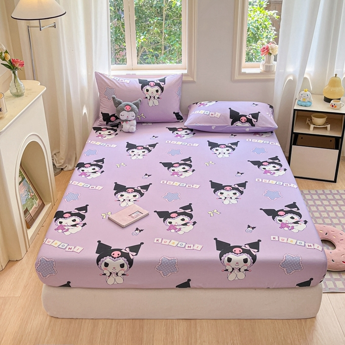 91家纺网 家纺一手货源 找家纺 博雅 2024新款三丽鸥卡通系列全棉印花床笠 可爱库洛米