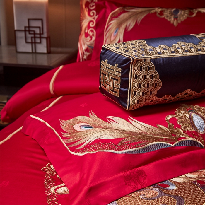 91家纺网 家纺一手货源 找家纺 宏羽纺家纺 2024新款高支高密纯棉提花婚庆套件系列（控价680）喜事将至