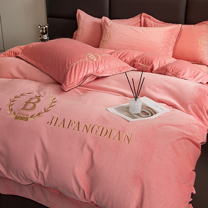 91家纺网 家纺一手货源 找家纺 （总）绣女坊 2024新款高克重宝宝绒四件套