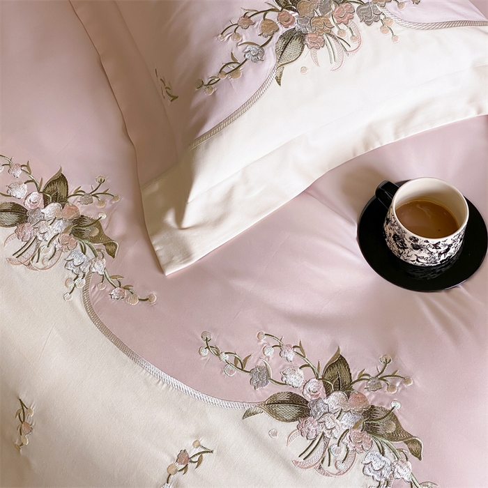 91家纺网 家纺一手货源 找家纺 MIU缪家居 2024新款100支全棉幸运风铃系列 粉色