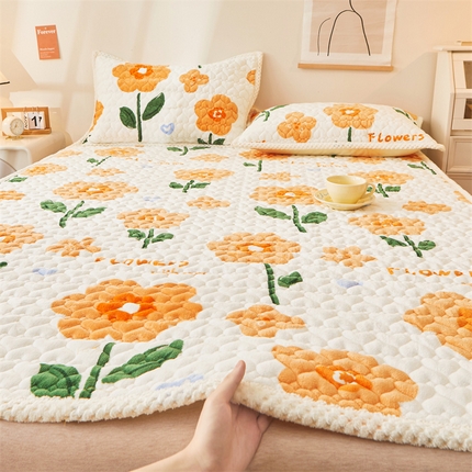 91家纺网 家纺一手货源 找家纺 (总) 兄弟坊 2025新款牛奶绒印花床护垫床笠 床垫保护套