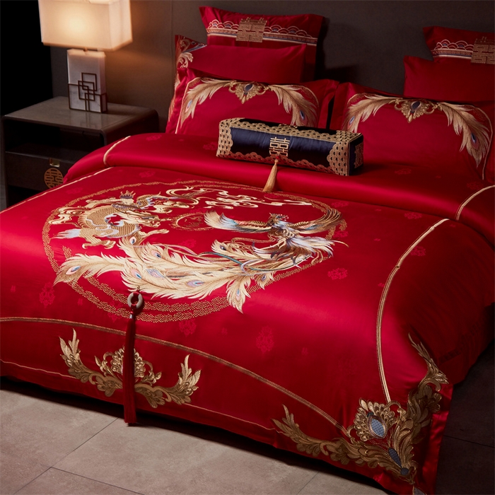 91家纺网 家纺一手货源 找家纺 宏羽纺家纺 2024新款高支高密纯棉提花婚庆套件系列（控价680）喜事将至