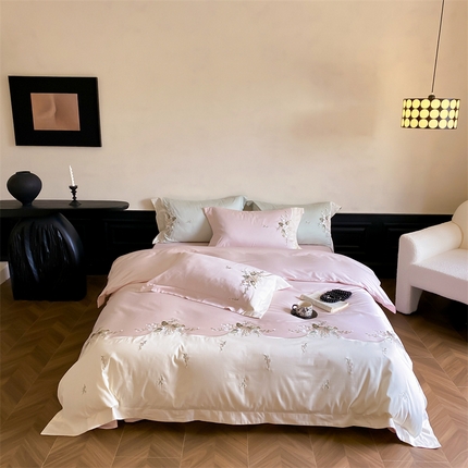 MIU缪家居 2024新款100支全棉幸运风铃系列 粉色