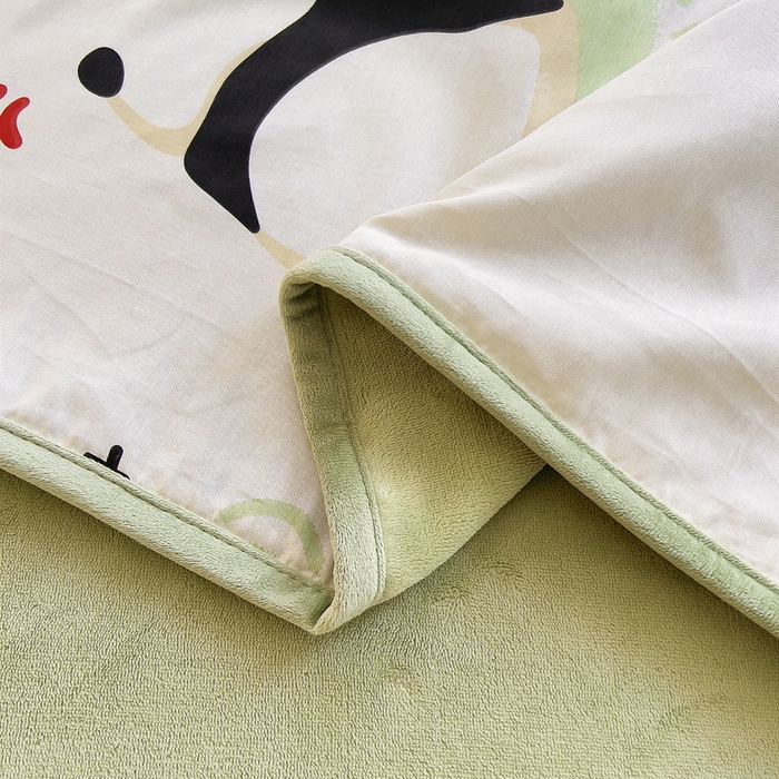 91家纺网 家纺一手货源 找家纺 2024新款全棉加牛奶绒四件套单被套系列-单被套 熊猫乐园