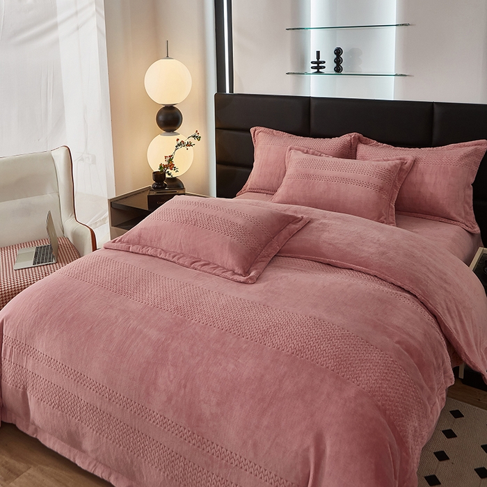 91家纺网 家纺一手货源 找家纺 （总）绣女坊 2024新款雕花绒-大麦四件套