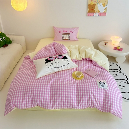 91家纺网 家纺一手货源 找家纺 （总）珺柔家纺 2024新款全棉40支贴画数码印花枕套四件套