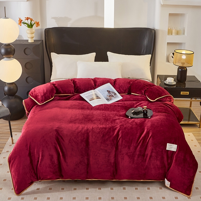 91家纺网 家纺一手货源 找家纺 绣女坊 2024新款牛奶绒220克-单被套 单被套-酒红色