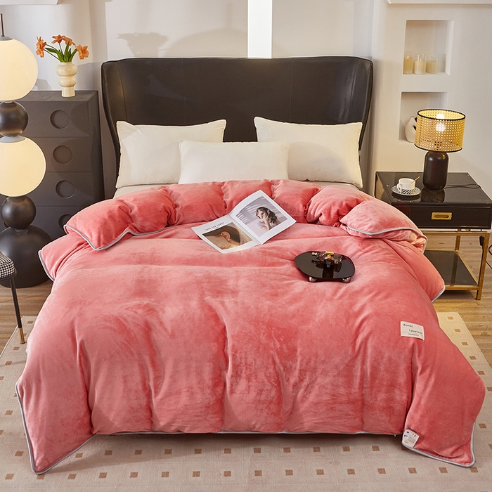 91家纺网 家纺一手货源 找家纺 绣女坊 2024新款牛奶绒220克-单被套 单被套-粉色