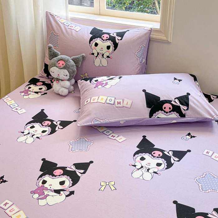 91家纺网 家纺一手货源 找家纺 博雅 2024新款三丽鸥卡通系列全棉印花床笠 可爱库洛米