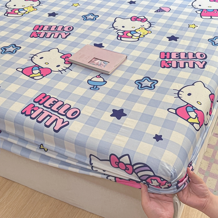 91家纺网 家纺一手货源 找家纺 博雅 2024新款三丽鸥卡通系列全棉印花床笠 气球KT