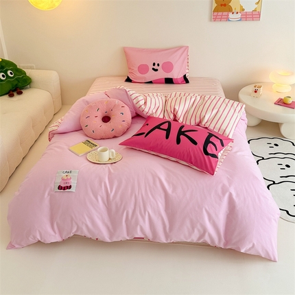 91家纺网 家纺一手货源 找家纺 （总）珺柔家纺 2024新款全棉40支贴画数码印花枕套四件套