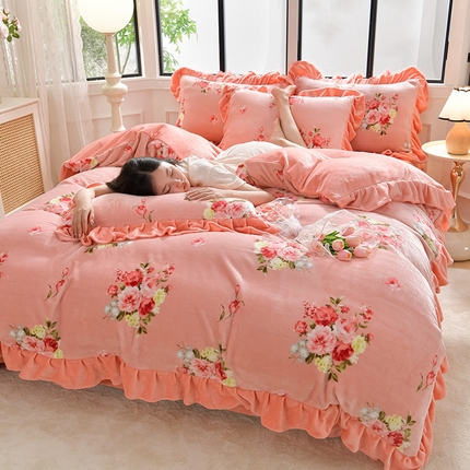 妮恒美 2024新款韩版牛奶绒四件套 淡香伊人