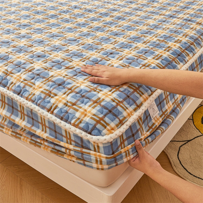 91家纺网 家纺一手货源 找家纺 兄弟坊 2024新款牛奶绒印花床护垫床笠 床垫保护套 悠闲格调-床笠款