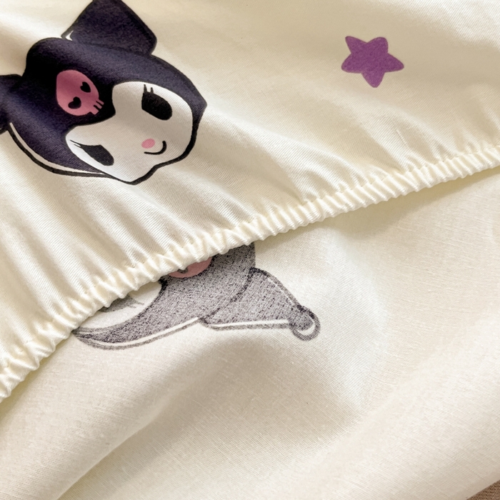 91家纺网 家纺一手货源 找家纺 博雅 2024新款三丽鸥卡通系列全棉印花床笠 星星库洛米