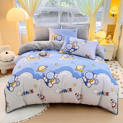 91家纺网 家纺一手货源 找家纺 （总）2024新款全棉加牛奶绒四件套单被套系列-四件套