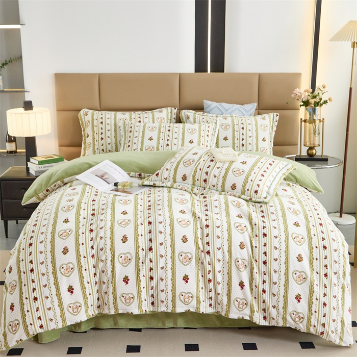 91家纺网 家纺一手货源 找家纺 优姿家纺 2025新款加厚全消光牛奶绒印花四件套 田园印象