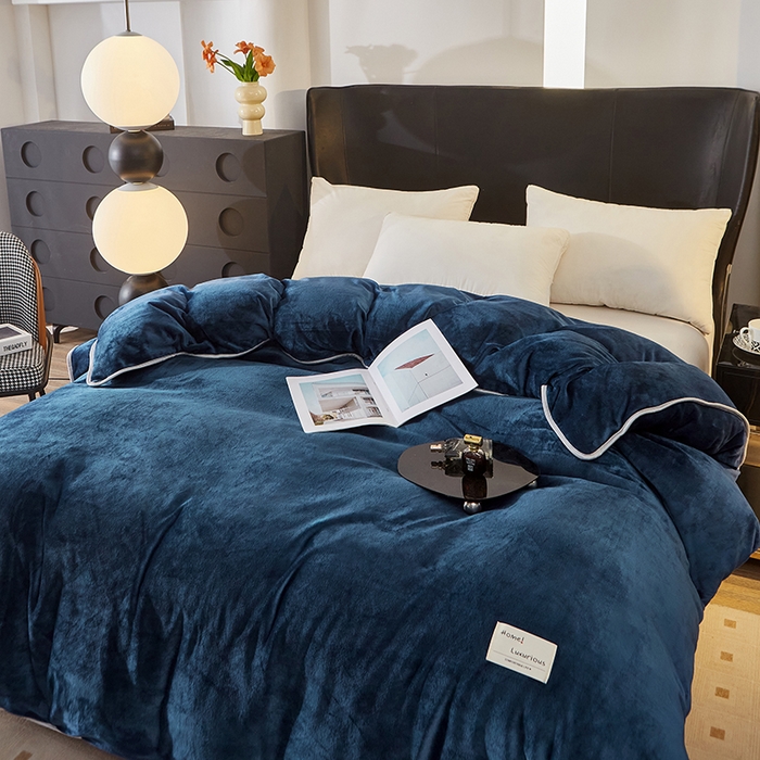 91家纺网 家纺一手货源 找家纺 绣女坊 2024新款牛奶绒220克-单被套 单被套-蓝色