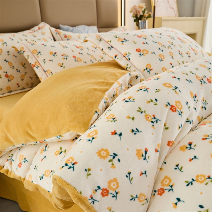 91家纺网 家纺一手货源 找家纺 优姿家纺 2025新款加厚全消光牛奶绒印花四件套 田园生活