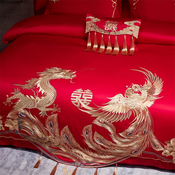 91家纺网 家纺一手货源 找家纺 宏羽纺家纺 2024新款13372纯棉婚庆套件系列 千禧婚嫁