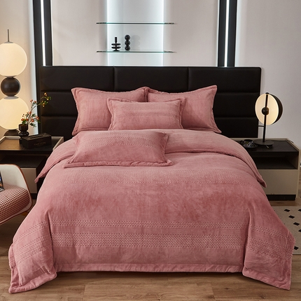 （总）绣女坊 2024新款雕花绒-大麦四件套