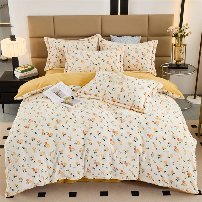 91家纺网 家纺一手货源 找家纺 优姿家纺 2025新款加厚全消光牛奶绒印花四件套 田园生活