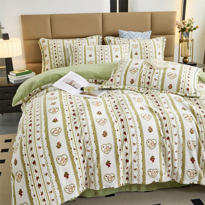 91家纺网 家纺一手货源 找家纺 优姿家纺 2025新款加厚全消光牛奶绒印花四件套 田园印象