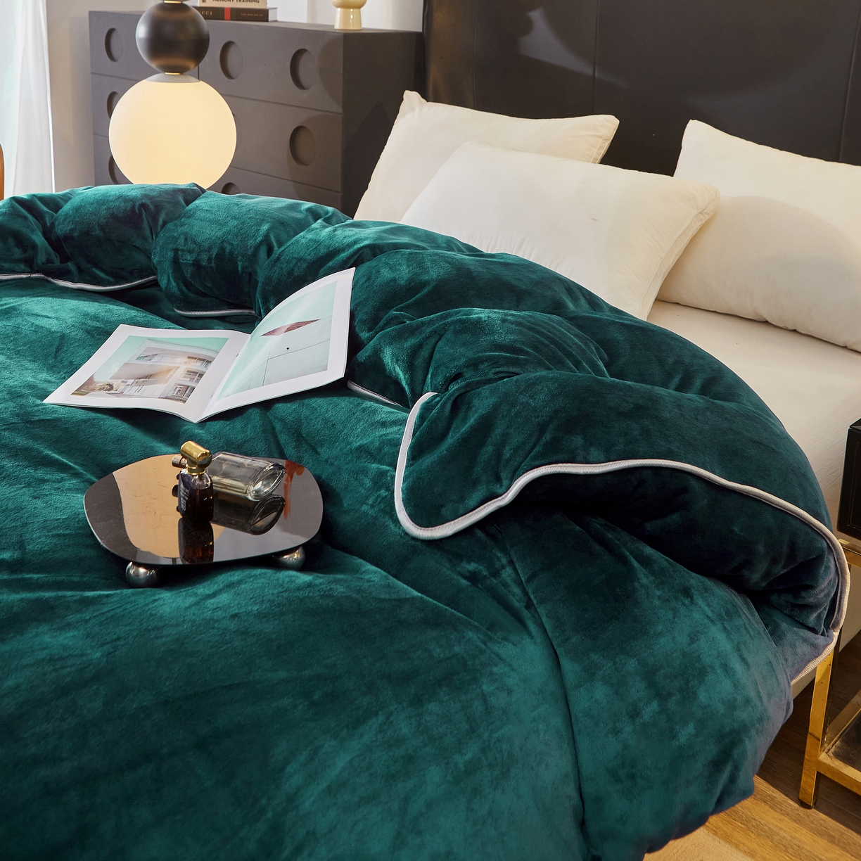 91家纺网 家纺一手货源 找家纺 绣女坊 2024新款牛奶绒220克-单被套 单被套绿色