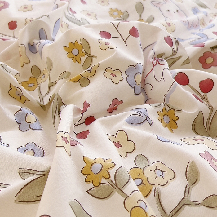 91家纺网 家纺一手货源 找家纺 2024新款全棉加牛奶绒四件套单被套系列-单被套 花语小兔