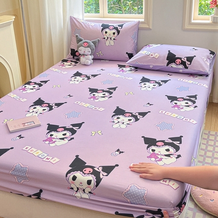 91家纺网 家纺一手货源 找家纺 博雅 2024新款三丽鸥卡通系列全棉印花床笠 可爱库洛米