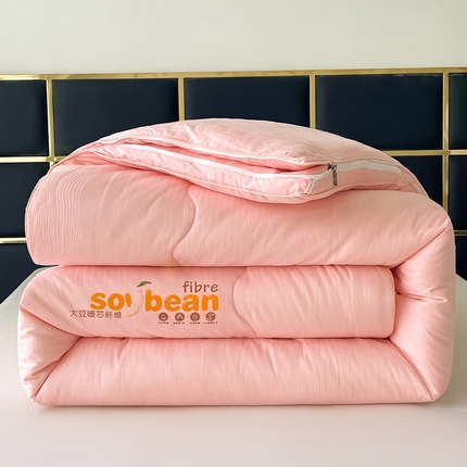 91家纺网 家纺一手货源 找家纺 紫乐家纺 2024新款全棉纯棉小提花大豆纤维被被子被芯冬被春秋被子母被 玉色