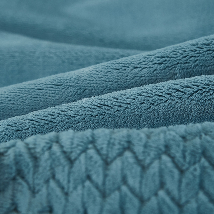 91家纺网 家纺一手货源 找家纺 绣女坊 2024新款雕花绒-大麦四件套 大麦-蓝灰