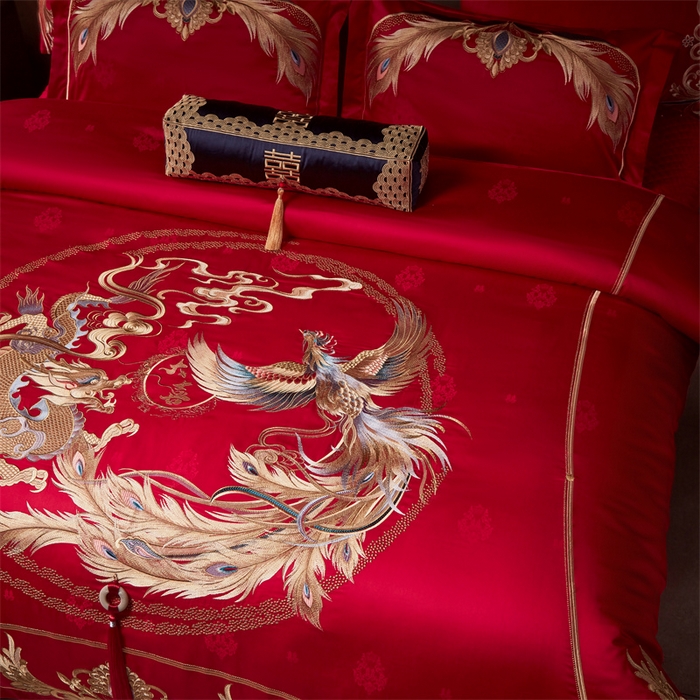 91家纺网 家纺一手货源 找家纺 宏羽纺家纺 2024新款高支高密纯棉提花婚庆套件系列（控价680）喜事将至