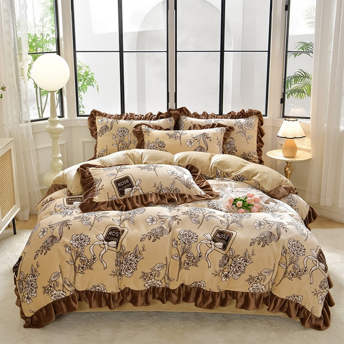 91家纺网 家纺一手货源 找家纺 妮恒美 2024新款韩版牛奶绒四件套 奢香夫人