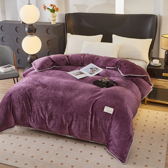 91家纺网 家纺一手货源 找家纺 绣女坊 2024新款牛奶绒220克-单被套 单被套-深紫