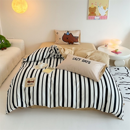 91家纺网 家纺一手货源 找家纺 （总）珺柔家纺 2024新款全棉40支贴画数码印花枕套四件套