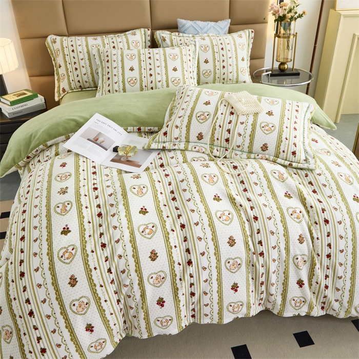 91家纺网 家纺一手货源 找家纺 优姿家纺 2025新款加厚全消光牛奶绒印花四件套 田园印象