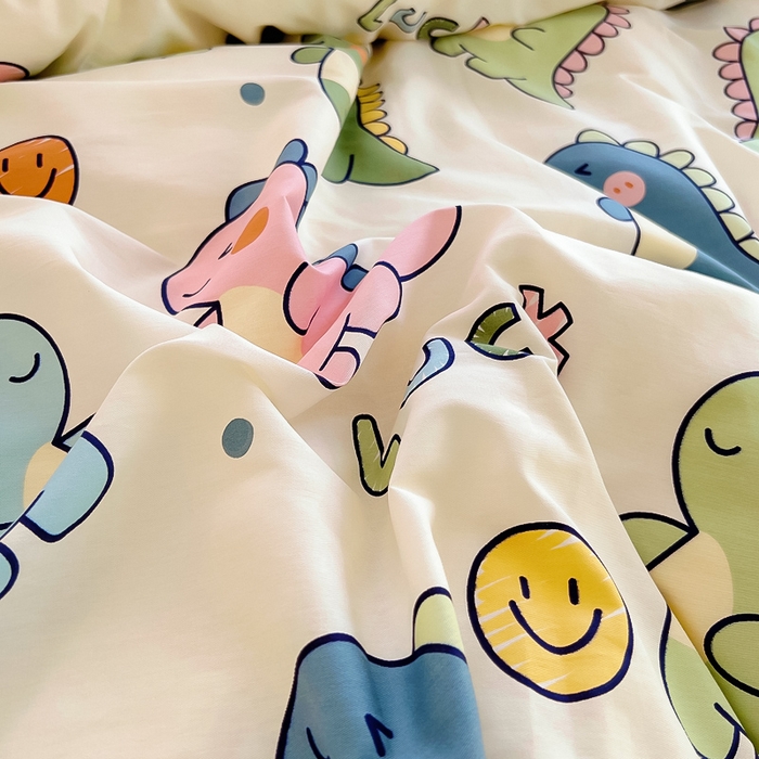 91家纺网 家纺一手货源 找家纺 2024新款全棉加牛奶绒四件套单被套系列-单被套 恐龙家族