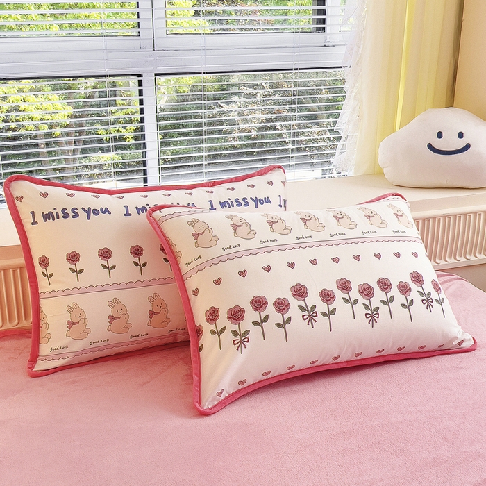 91家纺网 家纺一手货源 找家纺 2024新款全棉加牛奶绒四件套单被套系列-四件套 情缘