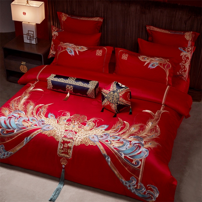 91家纺网 家纺一手货源 找家纺 宏羽纺家纺 2024新款高支高密纯棉提花婚庆套件系列（控价680）江山为聘