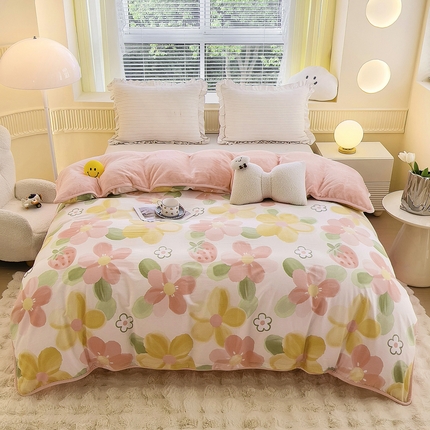 91家纺网 家纺一手货源 找家纺 （总）2024新款全棉加牛奶绒四件套单被套系列-单被套