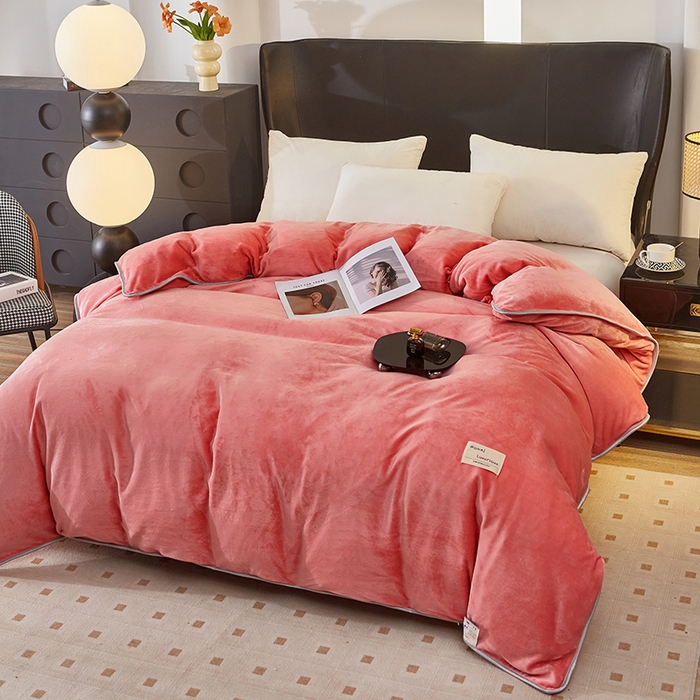 91家纺网 家纺一手货源 找家纺 绣女坊 2024新款牛奶绒220克-单被套 单被套-粉色