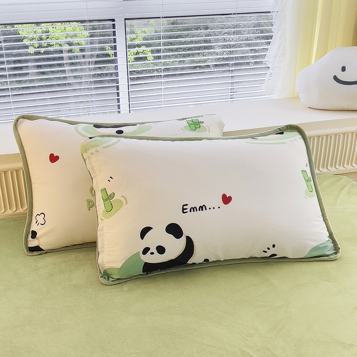 91家纺网 家纺一手货源 找家纺 2024新款全棉加牛奶绒四件套单被套系列-四件套 熊猫乐园