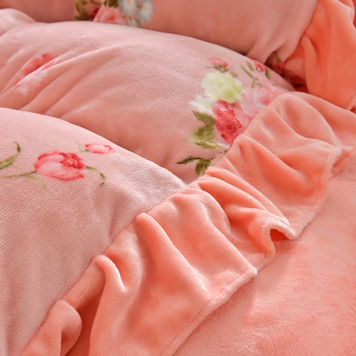 91家纺网 家纺一手货源 找家纺 妮恒美 2024新款韩版牛奶绒四件套 淡香伊人