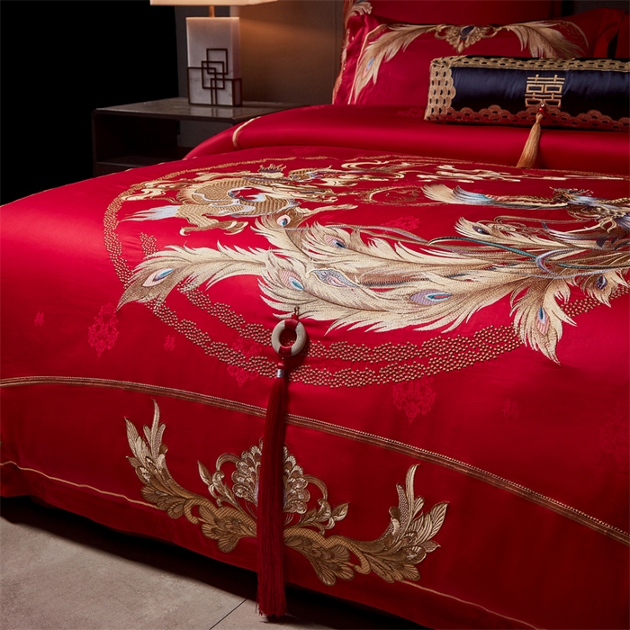 91家纺网 家纺一手货源 找家纺 宏羽纺家纺 2024新款高支高密纯棉提花婚庆套件系列（控价680）喜事将至