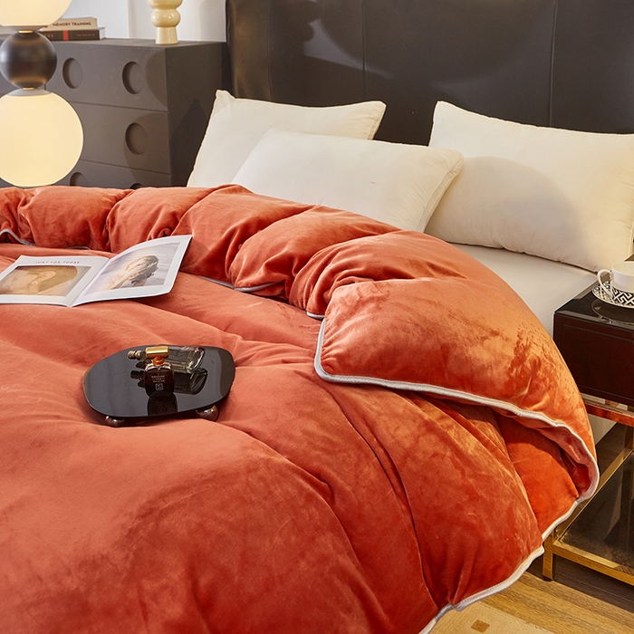 91家纺网 家纺一手货源 找家纺 绣女坊 2024新款牛奶绒220克-单被套 单被套-桔色