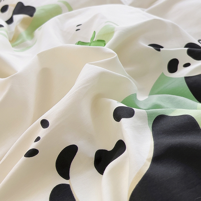 91家纺网 家纺一手货源 找家纺 2024新款全棉加牛奶绒四件套单被套系列-四件套 熊猫乐园