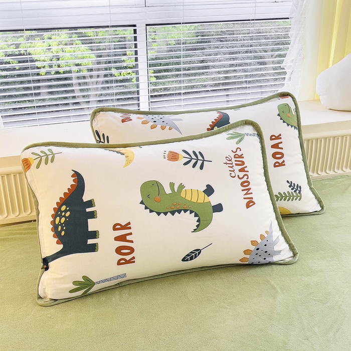 91家纺网 家纺一手货源 找家纺 2024新款全棉加牛奶绒四件套单被套系列-四件套 恐龙谷