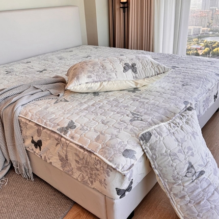 兜米家居 2024新款云朵水洗纱夹棉单品床笠 蝶舞